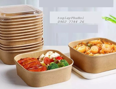 Tô giấy kraft vuông 750ml